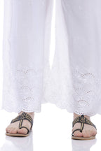 Mominos Fashion Rayon Cotton White Embroidery Chikan Palazzo | Grab2Buy