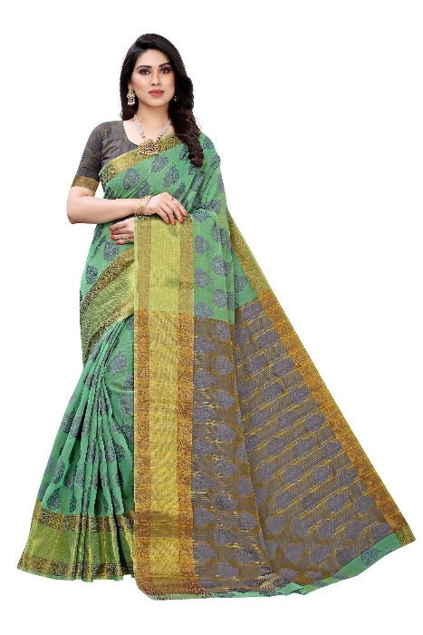 Vamika Green Jari Work Cotton Silk Saree (RIDHIMA GREEN) | Grab2Buy