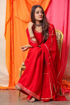 Cheera Red Kurta Palazzo Dupatta set | Grab2Buy