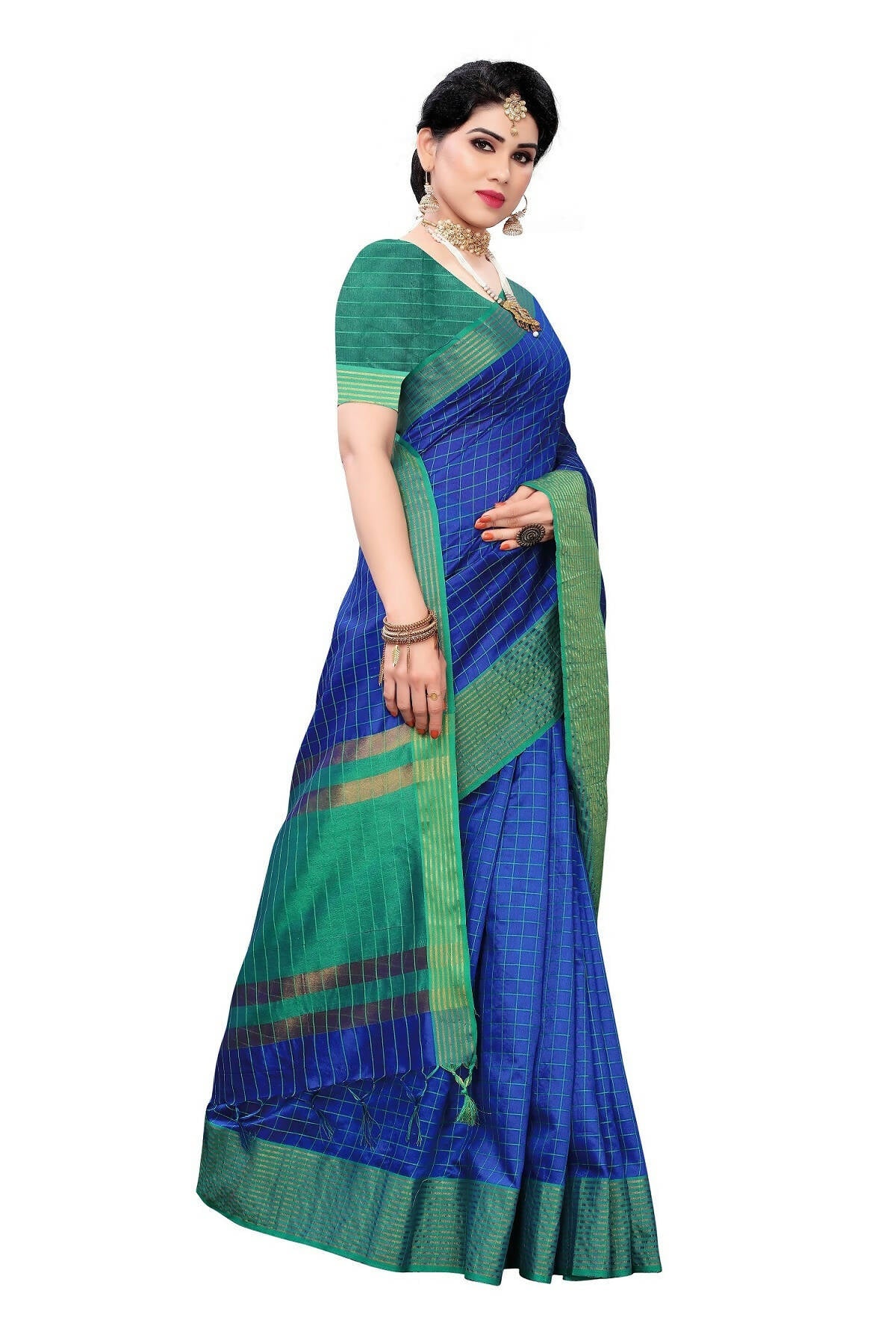 Vamika Blue Cotton Silk Weaving Saree (Manipuri Blue) | Grab2Buy