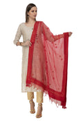 Mominos Fashion Red Orgenza Nug Embroidery Dupatta | Grab2Buy