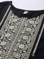 Yufta Women Black & Beige Yoke Design Kurta with Trouser & Dupatta | Grab2Buy