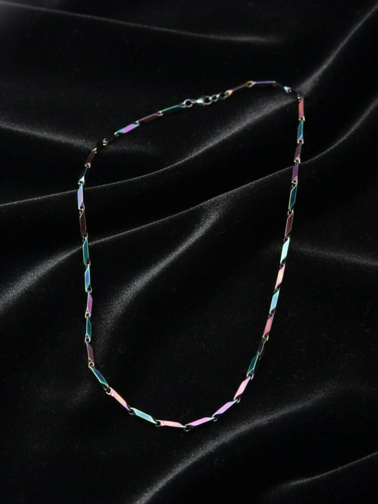 NVR Men's Handcrafted Multicolour Rhodium Plated Chain | Grab2Buy