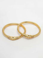 NVR Women's Set of 2 Gold-Polished Handcrafted Traditional Bangles