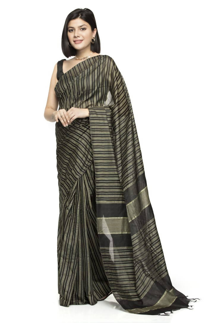 Mominos Fashion Black Color Bhagalpuri Saree | Grab2Buy