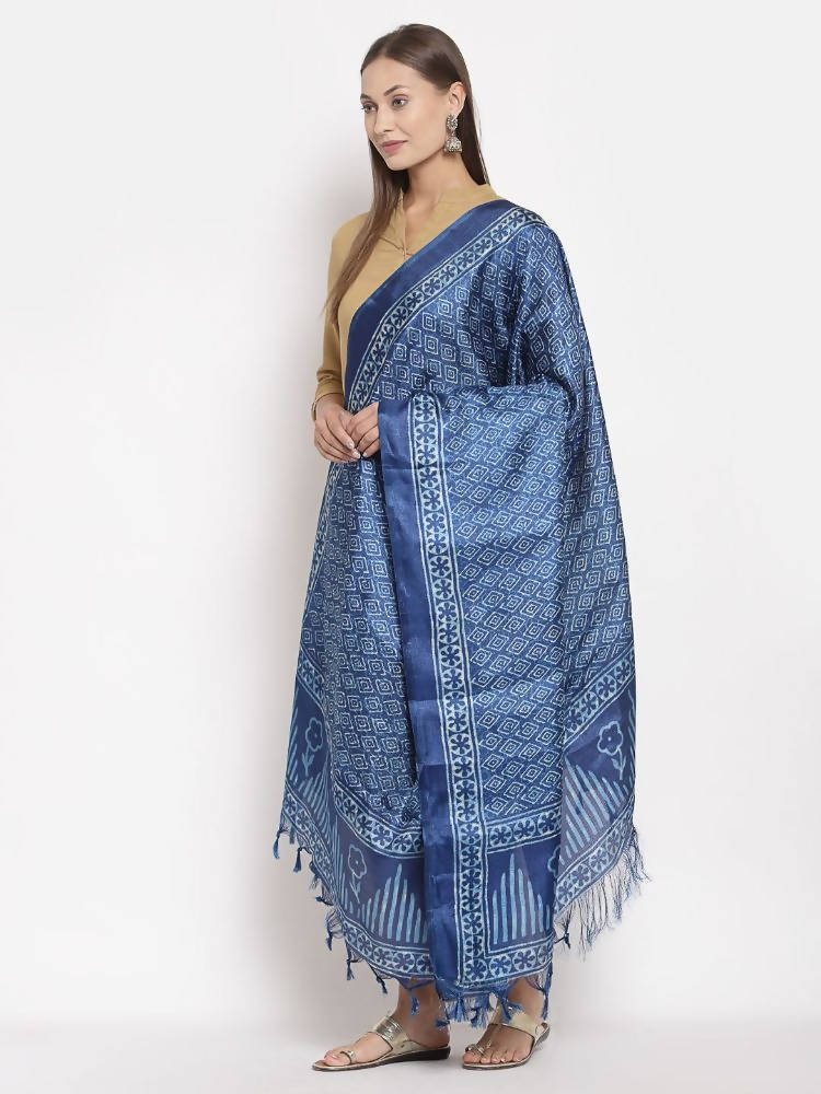 Myshka Women's Blue Cotton Print Casual Dupatta | Grab2Buy