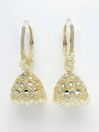 NVR Women Gold-Polished Handcrafted Kundan Jhumka Earrings | Grab2Buy