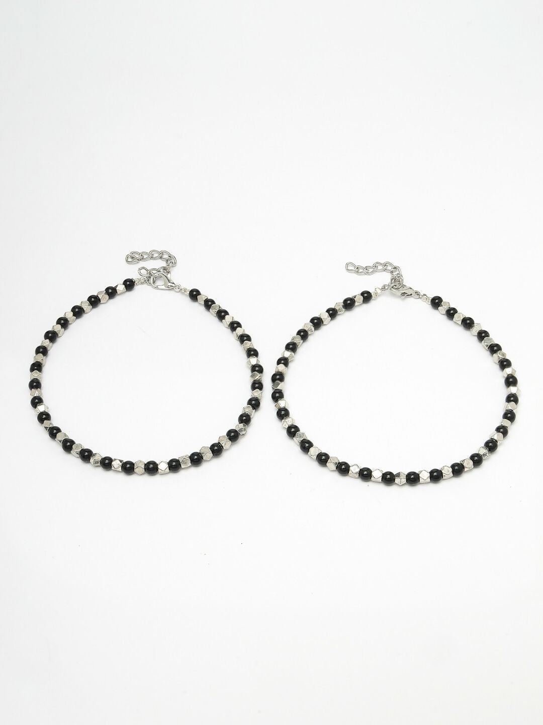 NVR Women's Evil Eye Black & Silver Anklets | Grab2Buy