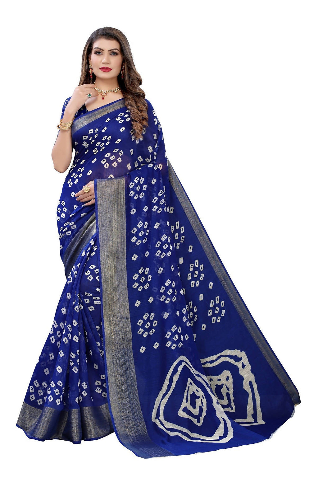 Vamika Beautiful Blue Linen Jari Border Saree (RADHIKA BLUE) | Grab2Buy