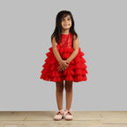 Pink Cow Fashions Red Dress With Frill Bottoms | Grab2Buy