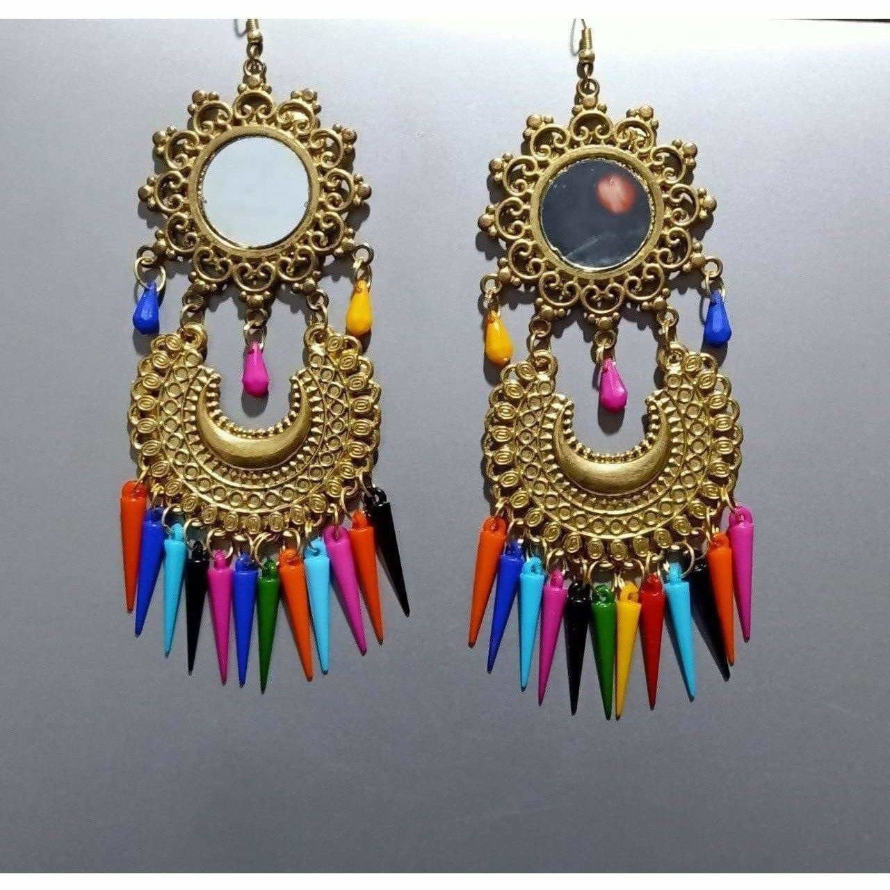 MS Fashion India Beautiful Latest Gold Color Chandbali Afghani Earrings With Multicolor Pearls | Grab2Buy