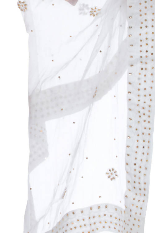 Mominos Fashion White Orgenza Nug Embroidery Dupatta | Grab2Buy