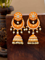 Shoshaa Orange Dome Shaped Jhumkas Earrings | Grab2Buy