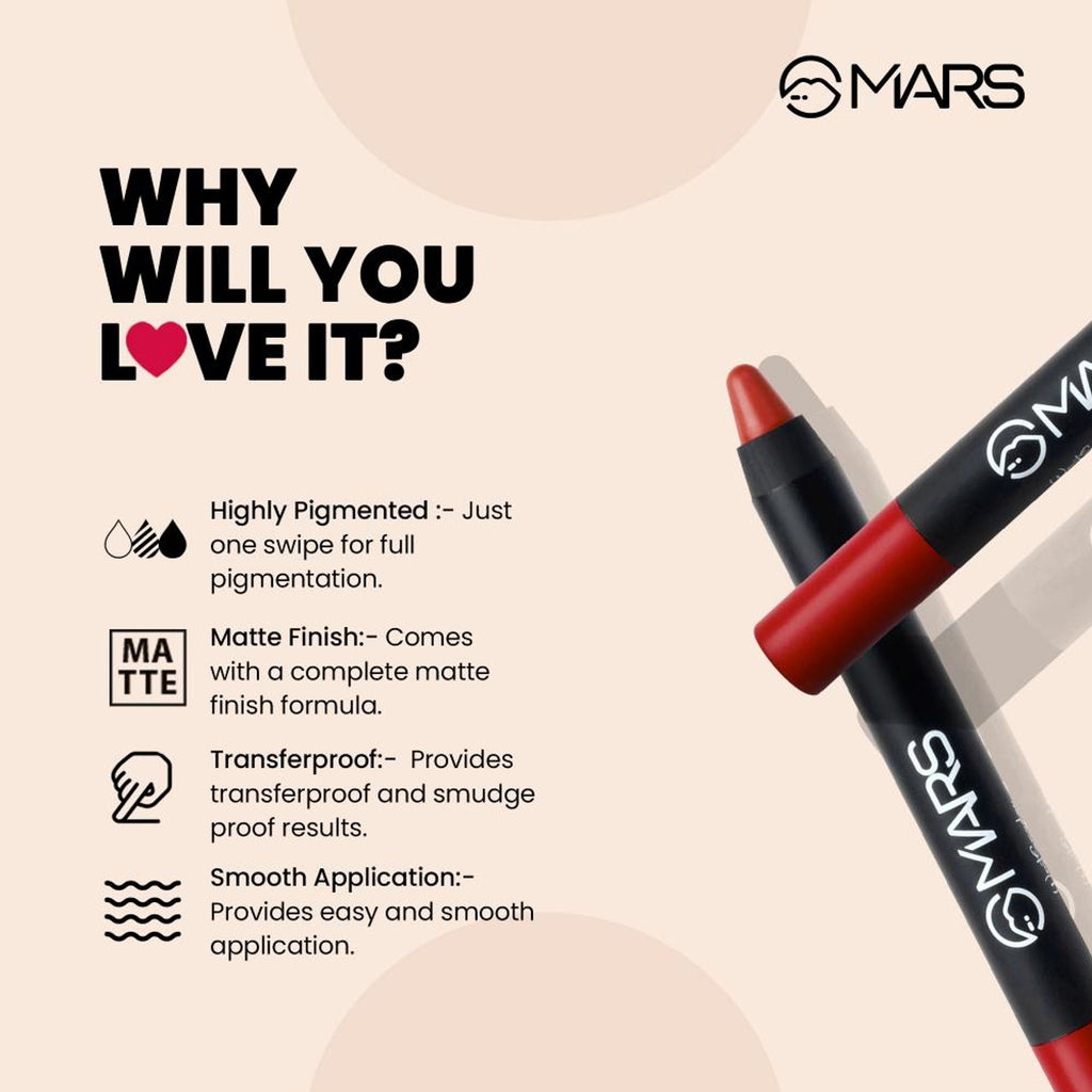 MARS Cosmetics Won't Smudge Won't Budge Lip Crayon - Let's Get It | Grab2Buy