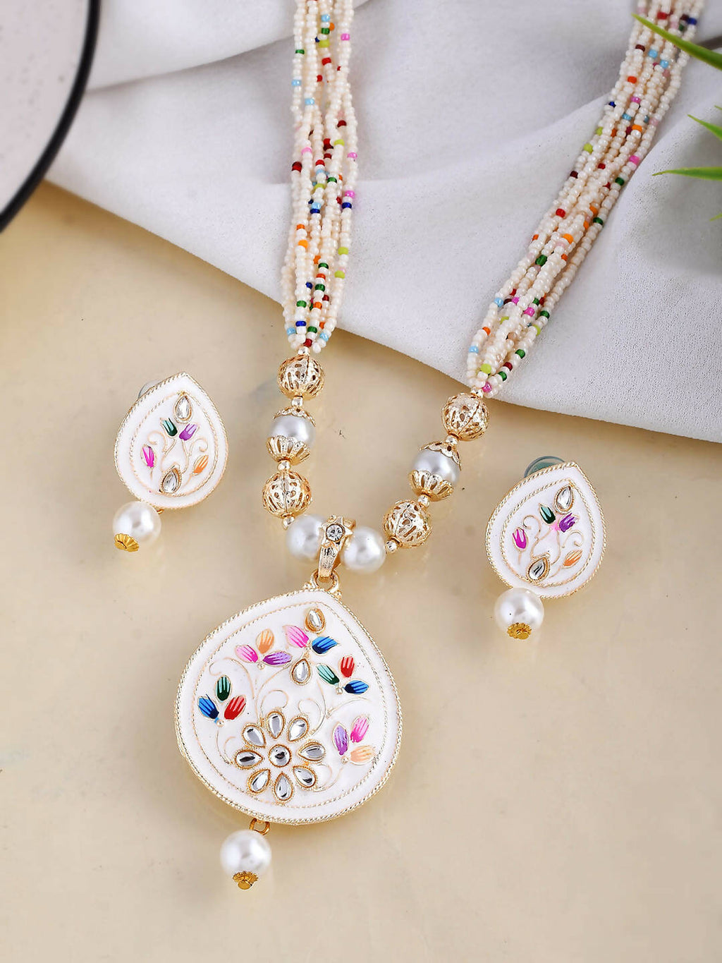 VOJ Women White Color stainless steel Jewellery Set | Grab2Buy
