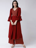 Cheera Maroon A-Line kurta With Palazzo Pant Set (CH129KP) | Grab2Buy