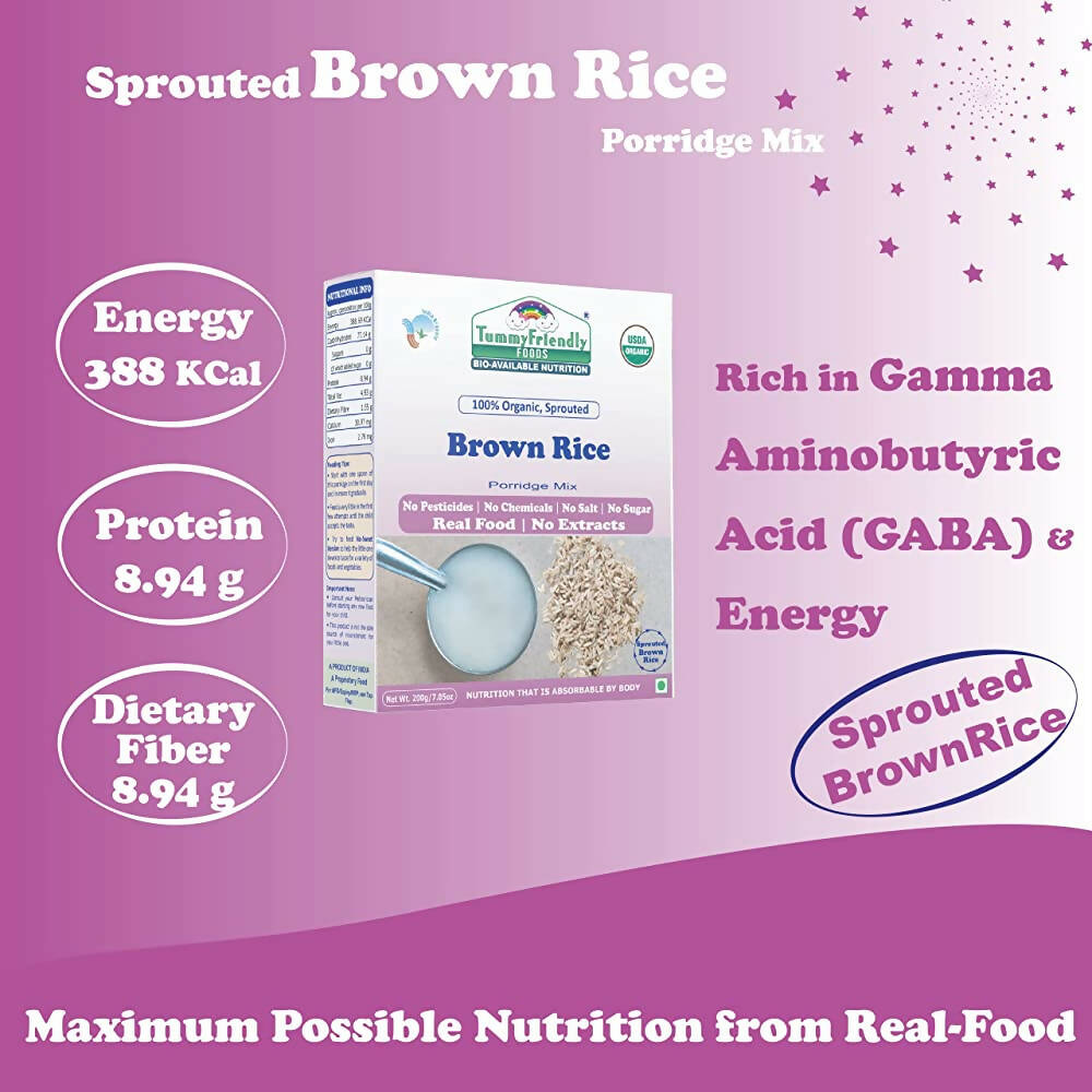TummyFriendly Foods Organic Sprouted Brown Rice Porridge Mix Organic Baby Food for 6 Months Old | Grab2Buy