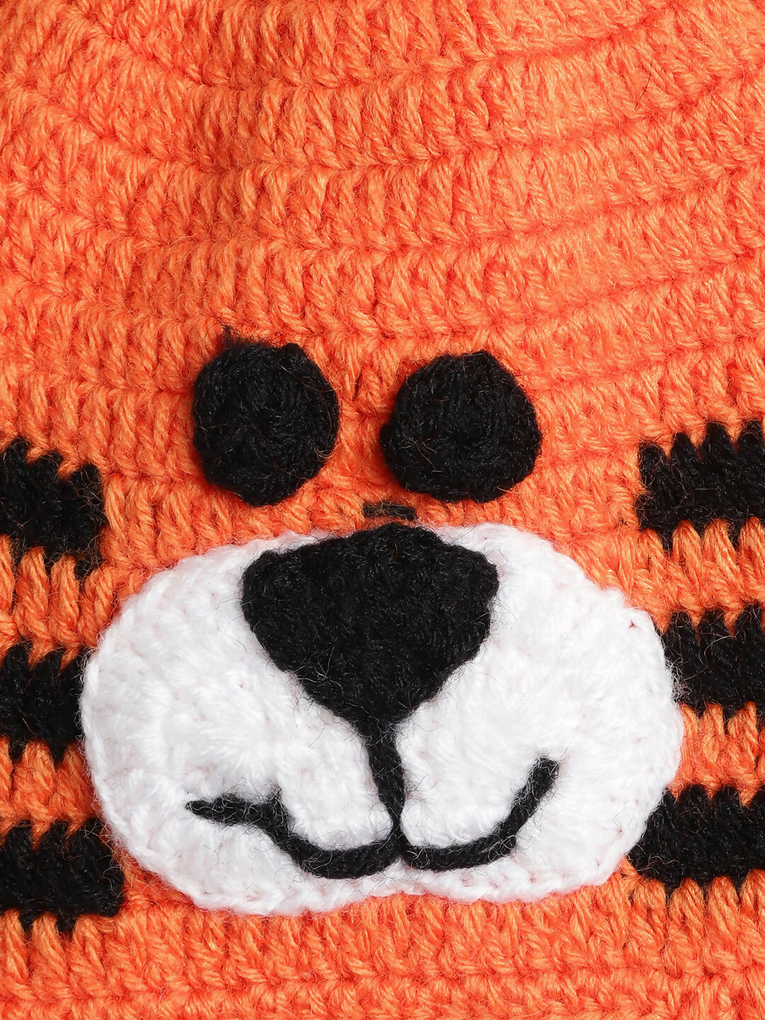 Chutput Kids Woollen Hand Knitted Tiger Face Detailed Cap - Orange | Grab2Buy
