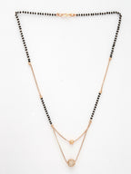 NVR Women's Rose Gold CZ Stone-Studded & Beaded Layered Mangalsutra
