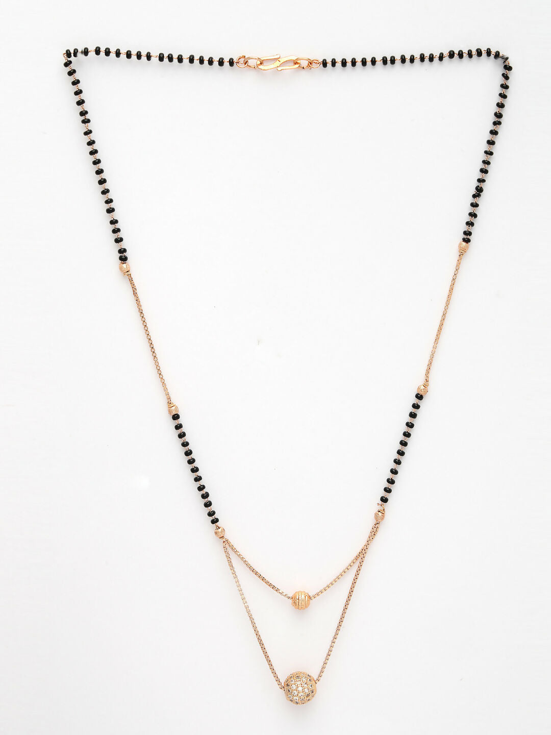 NVR Women's Rose Gold CZ Stone-Studded & Beaded Layered Mangalsutra