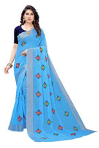 Vamika Chanderi Cotton Embroidery Blue Saree (Dixa Blue) | Grab2Buy