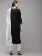 Yufta Women Black Yoke Design Regular Sequinned Kurta with Palazzo & With Dupatta | Grab2Buy