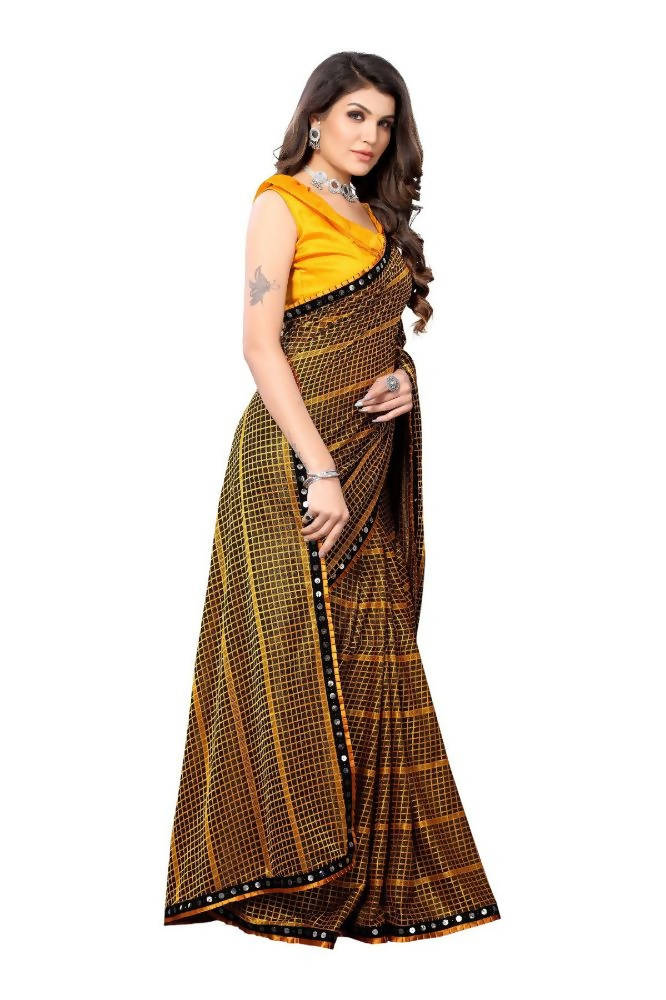Vamika Yellow Lycra Knitted Saree | Grab2Buy
