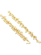 NVR Women Gold-Polished Pearls Studded Classic Layered Ear Chain Earrings
