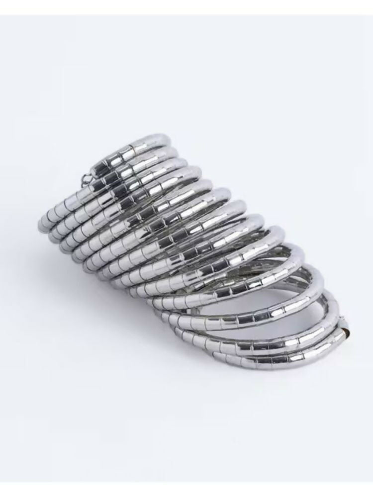 NVR Women Handmade Silver Plated Spiral Bangle | Grab2Buy