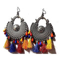 MS Fashion India Heavy Design Silver Toned Chandbali Silk Threads And Beads Multi Colors Earrings | Grab2Buy