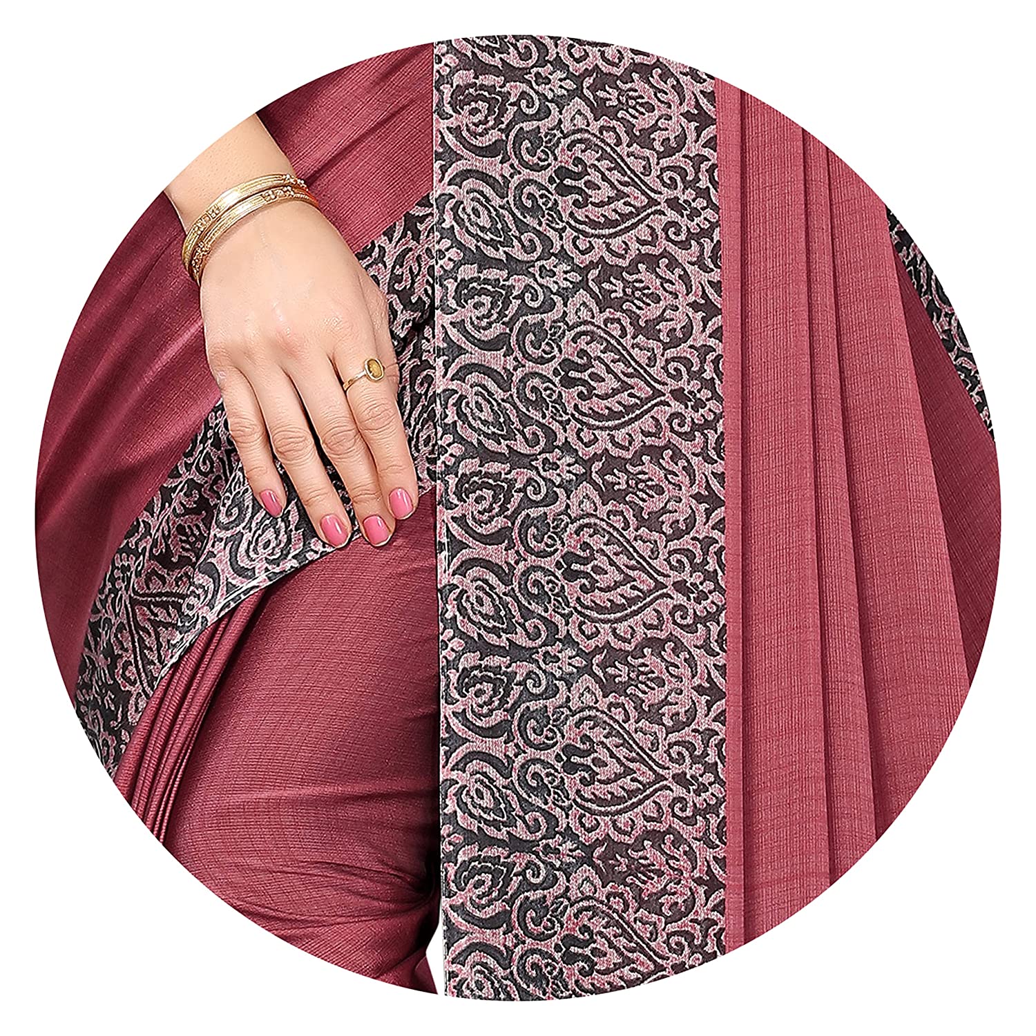 Mirchi Fashion Women's Pink & Black Printed Chiffon Saree | Grab2Buy