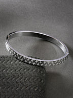 NVR Men's Set of 2 Rhodium-Plated Stainless Steel Kada Bracelet