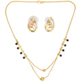 AanyaCentric Gold-Polished Short Mangalsutra Set with Earrings | Grab2Buy