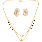 AanyaCentric Gold-Polished Short Mangalsutra Set with Earrings | Grab2Buy