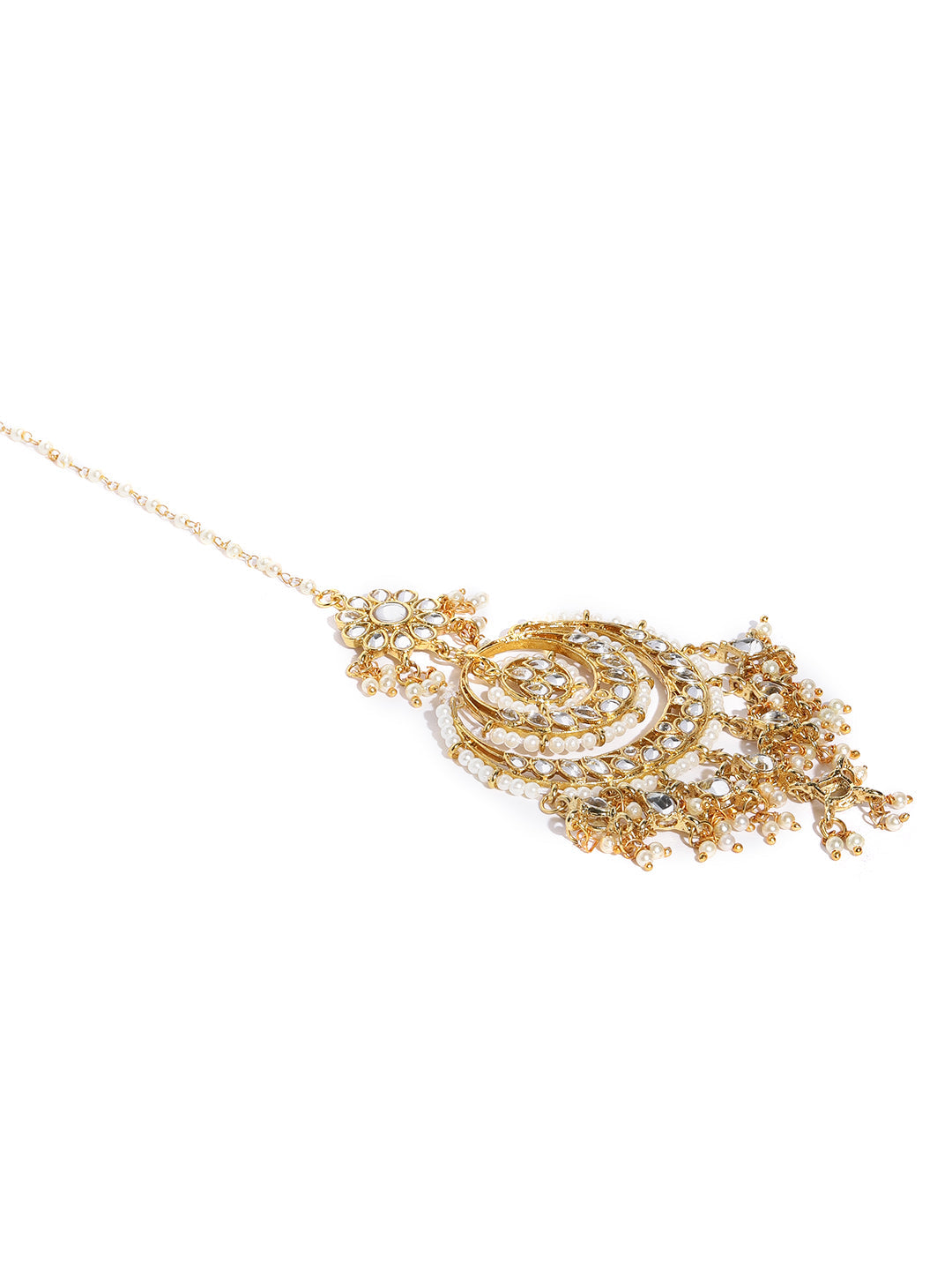 Zaveri Pearls Gold-Toned Kundan & Pearls Studded Rani Haar Jewellery Set | Grab2Buy