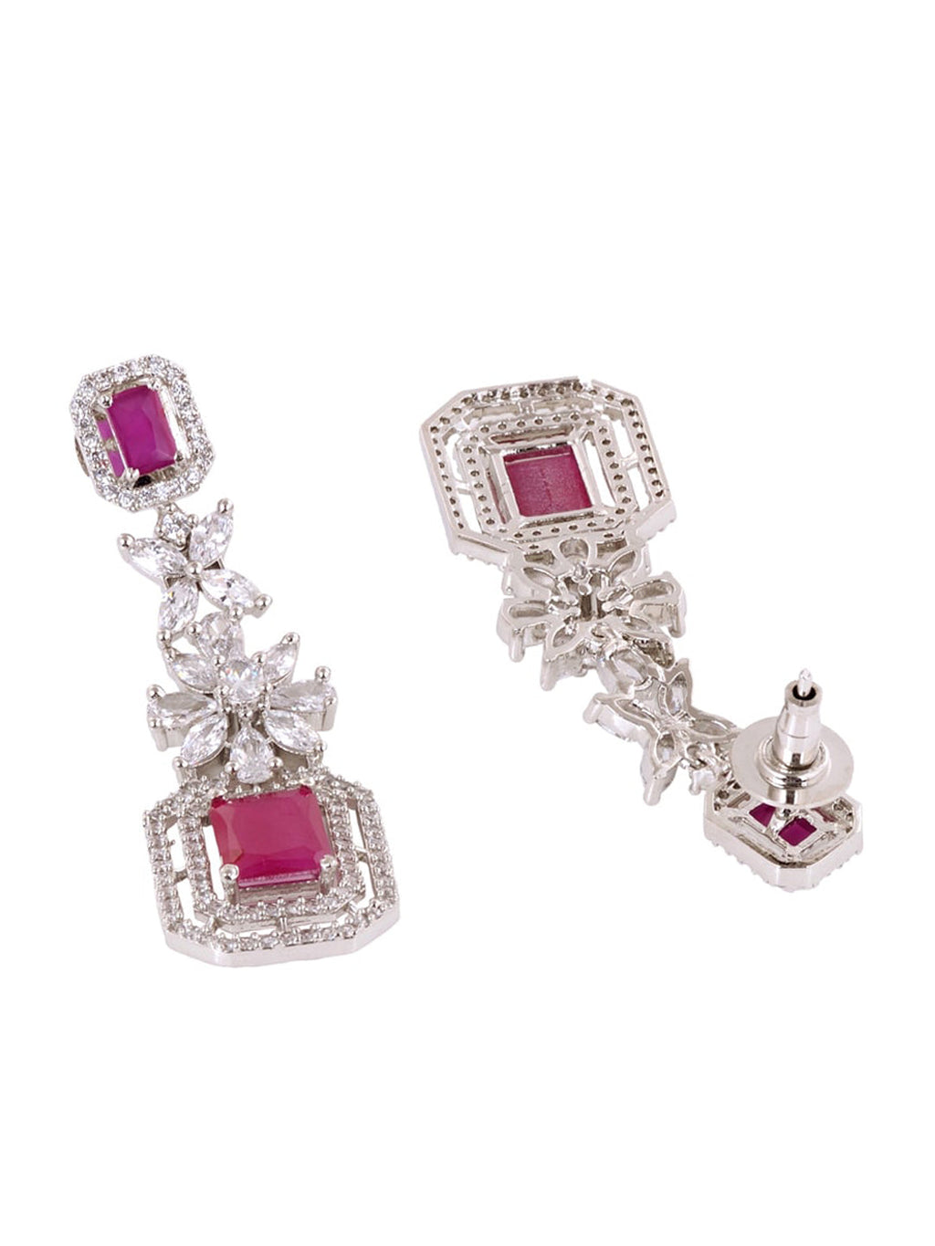 Saraf RS Jewellery Rhodium-Plated Pink AD studded Jewellery Set | Grab2Buy