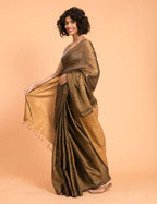Suta Black Gold Woven Design Zari Pure Linen Saree | Grab2Buy