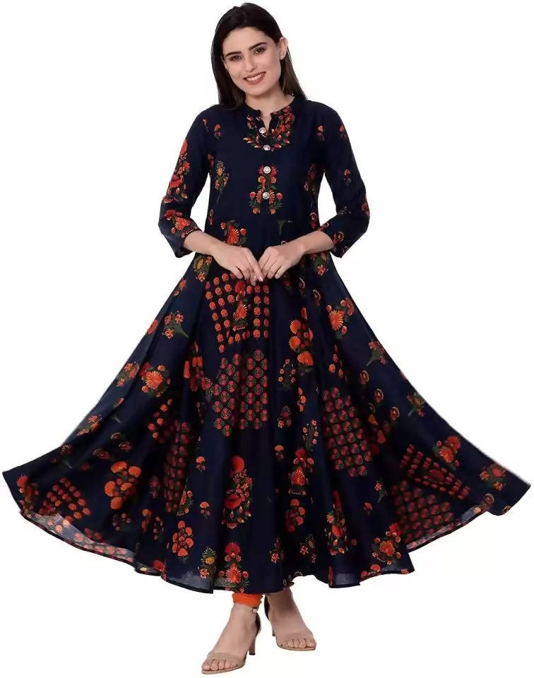Vamika Coton Navy Blue Party Wear Kurti | Grab2Buy