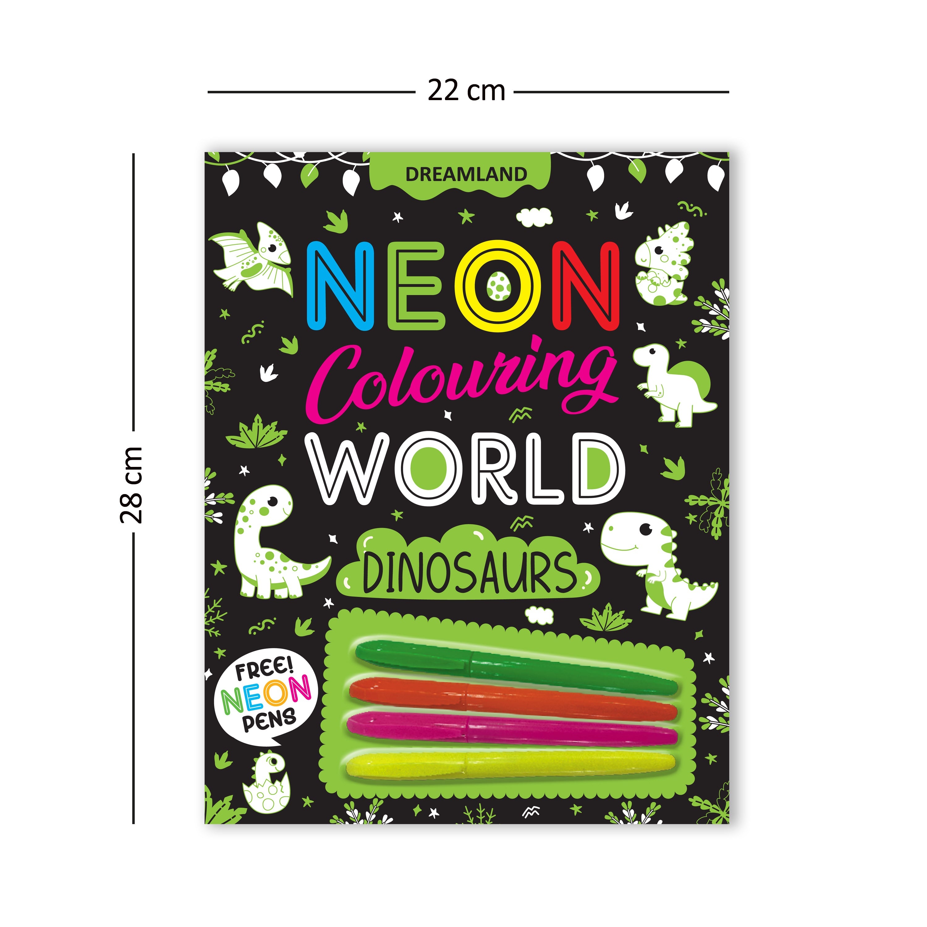 Dreamland Publications Dinosaurs Neon Colouring World Book for Kids Age 4 - 7 years with Neon Pens | Grab2Buy