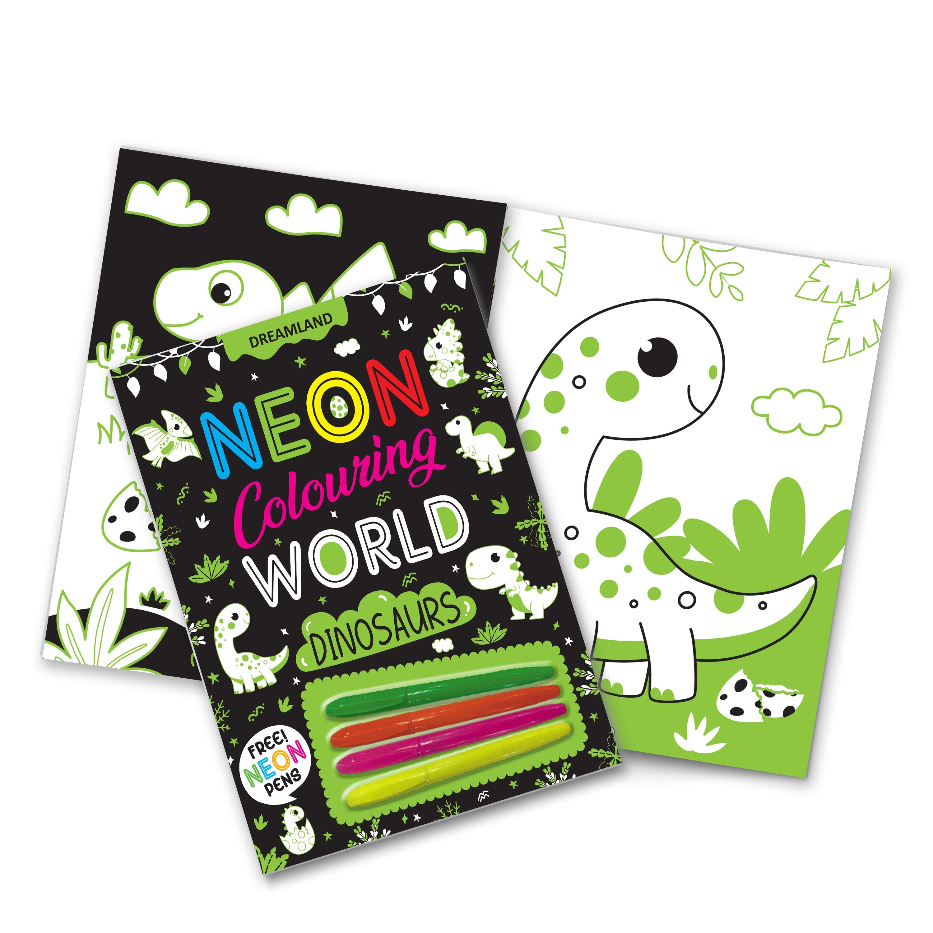 Dreamland Publications Dinosaurs Neon Colouring World Book for Kids Age 4 - 7 years with Neon Pens | Grab2Buy