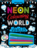 Dreamland Publications Vehicles Neon Colouring World Book for Kids Age 4 - 7 years with Neon Pens | Grab2Buy