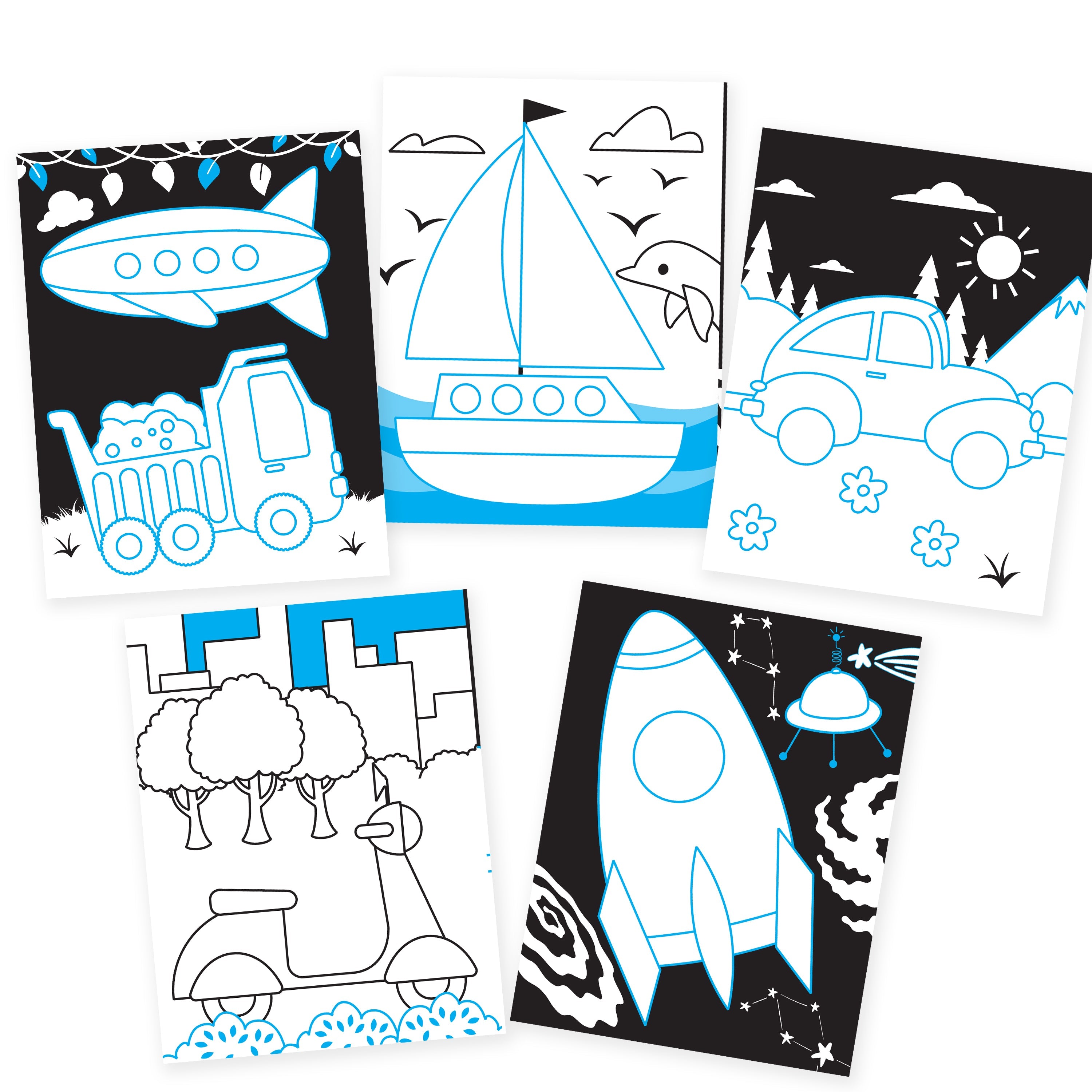 Dreamland Publications Vehicles Neon Colouring World Book for Kids Age 4 - 7 years with Neon Pens | Grab2Buy