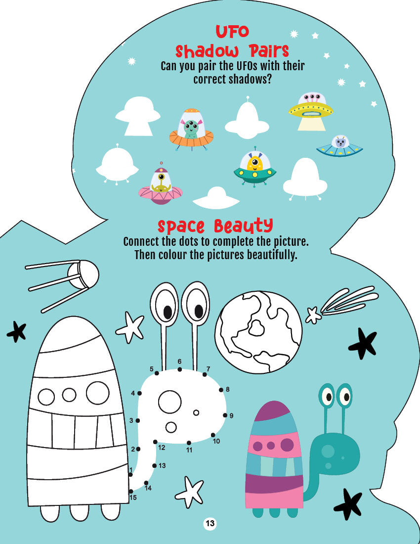Dreamland Publications Step into the Space World - Activity and Colouring Fun Book for Age 4+ | Grab2Buy