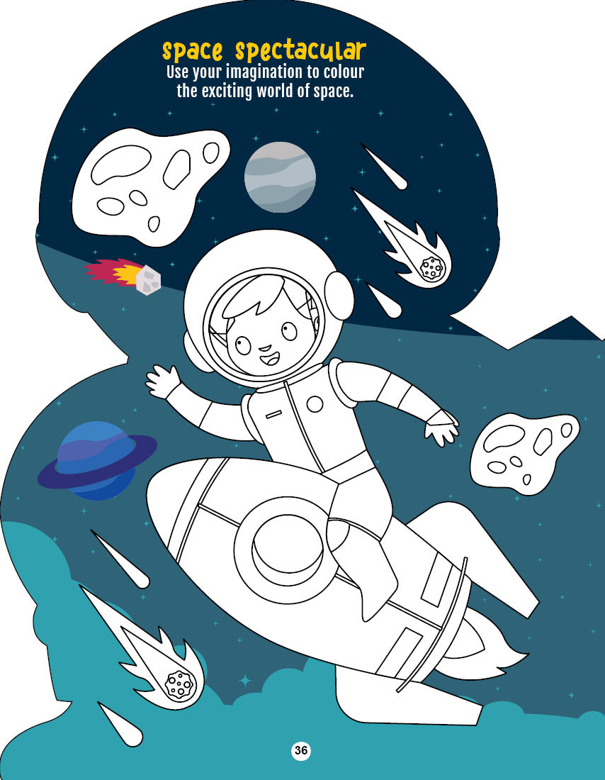 Dreamland Publications Step into the Space World - Activity and Colouring Fun Book for Age 4+ | Grab2Buy