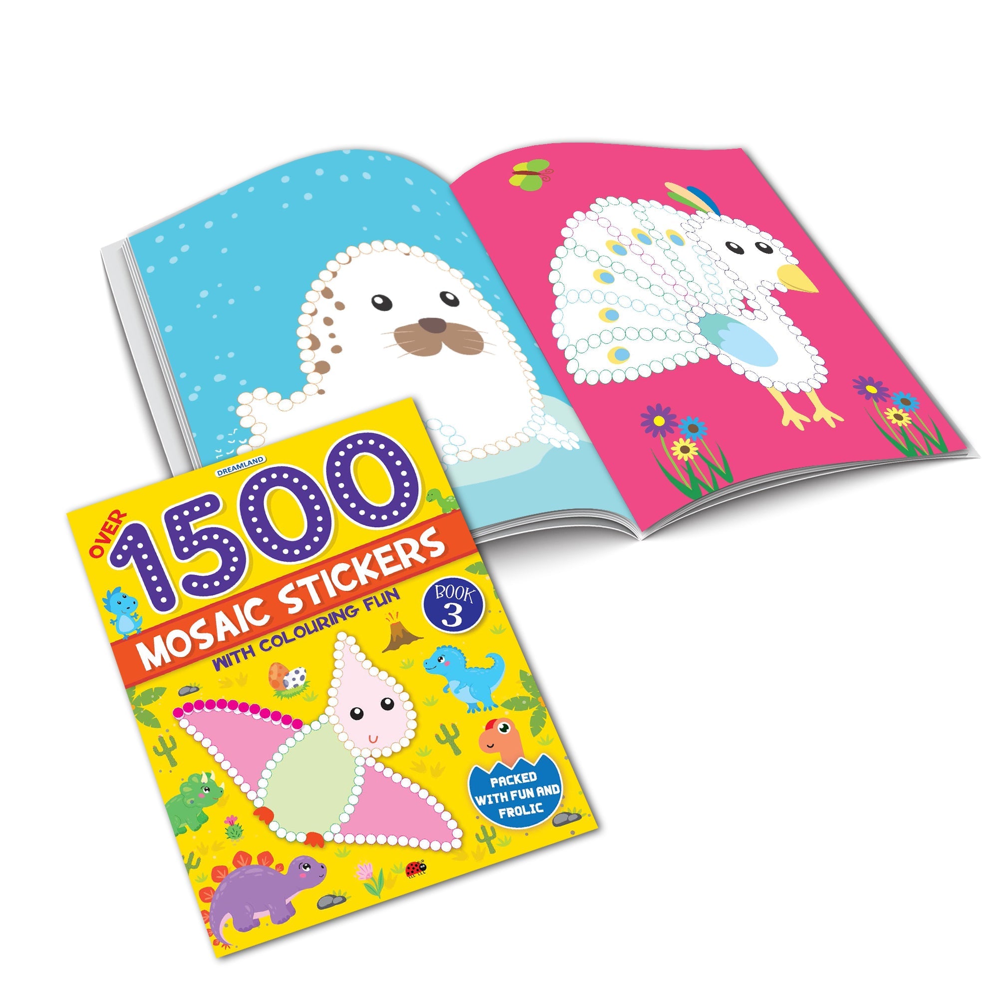 Dreamland Publications 1500 Mosaic Stickers with Colouring Fun Books Pack - A Set of 4 Books | Grab2Buy