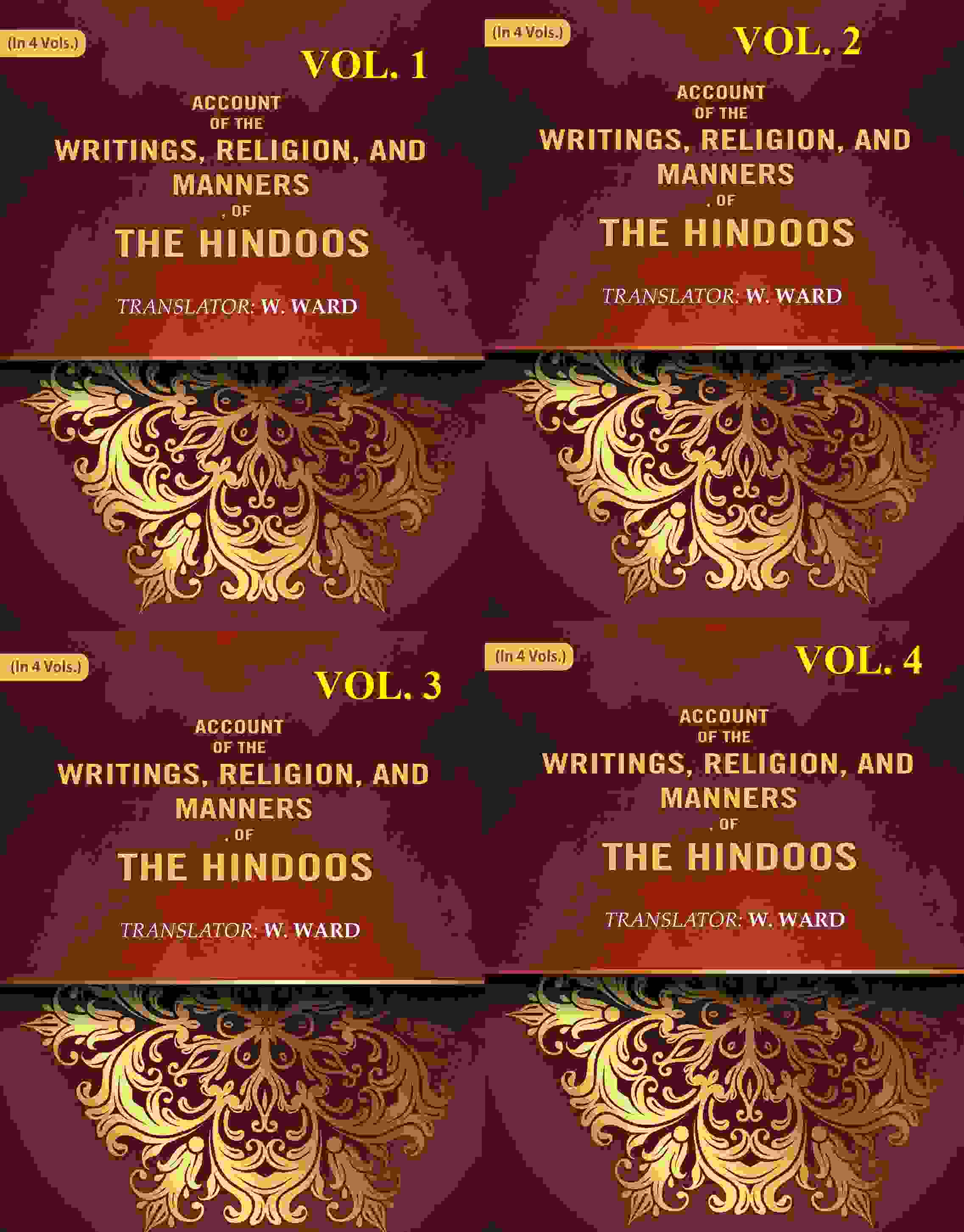 Account of the Writings, Religion, and Manners, of the Hindoos 4 Vols. Set - Gyan Books