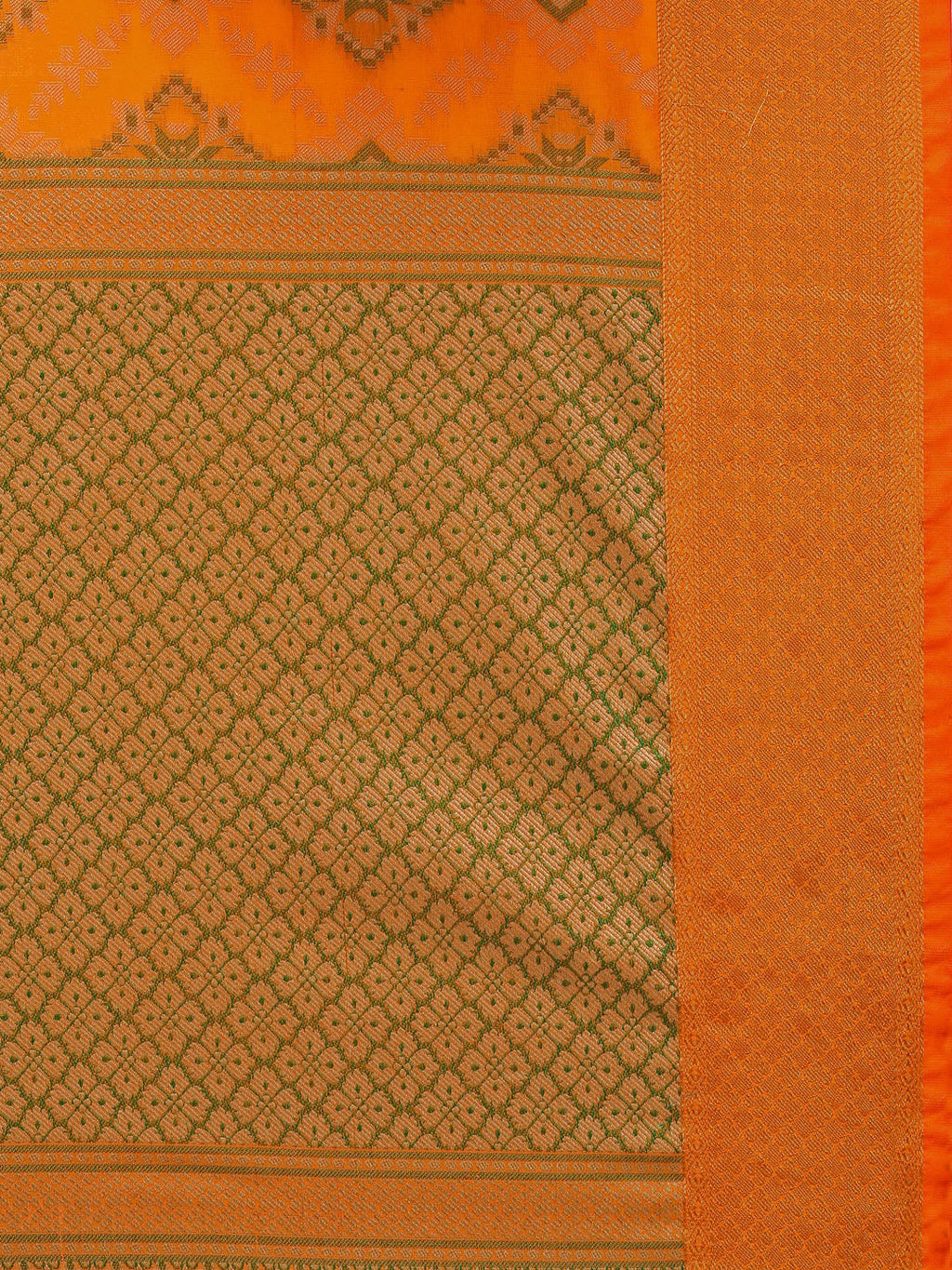 Saree Mall Yellow Silk Blend Patola Print Kanjeevaram Saree with Unstitched Blouse | Grab2Buy