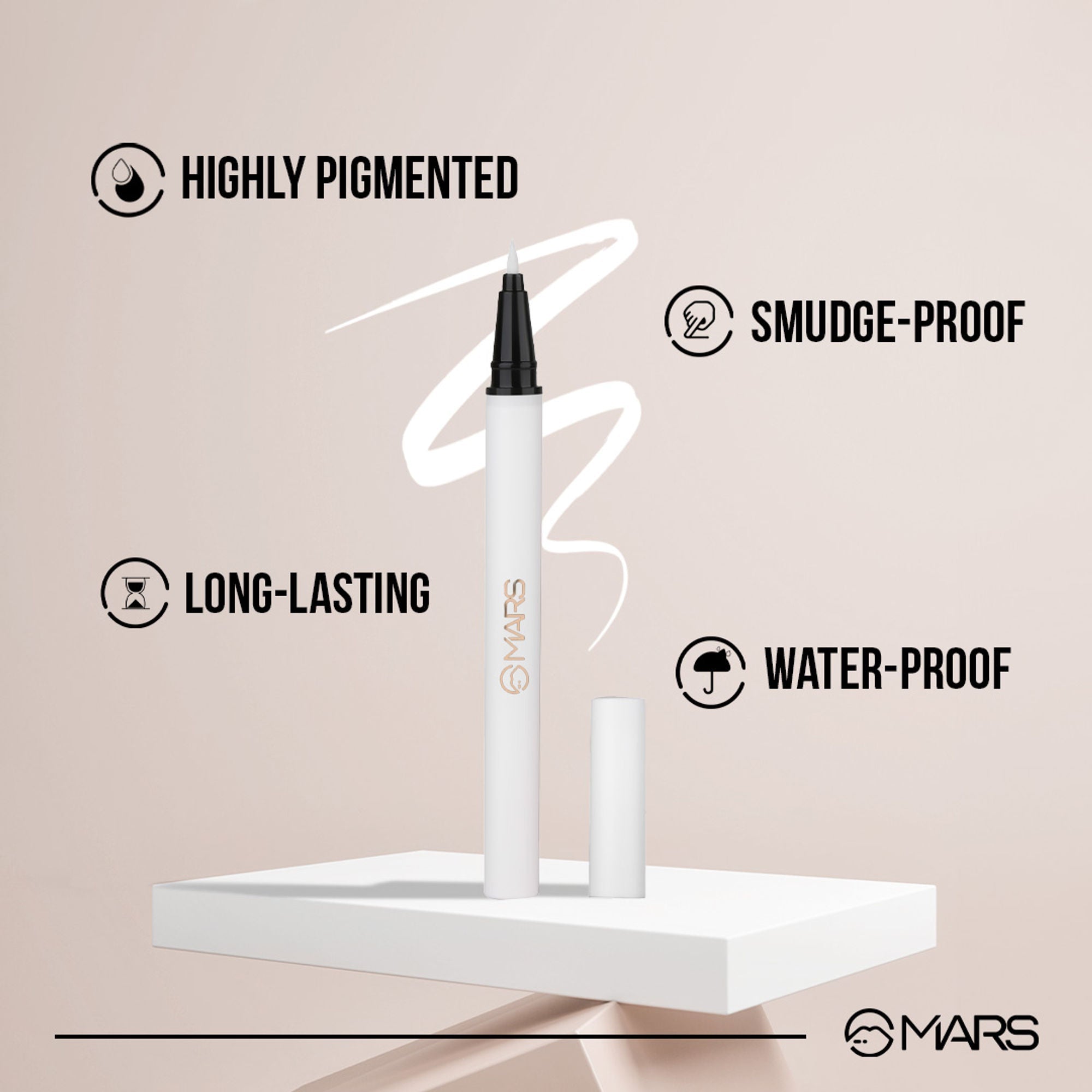 MARS Cosmetics City Stroke Charming Eyes Liquid Eyeliner - 01 White | Grab2Buy