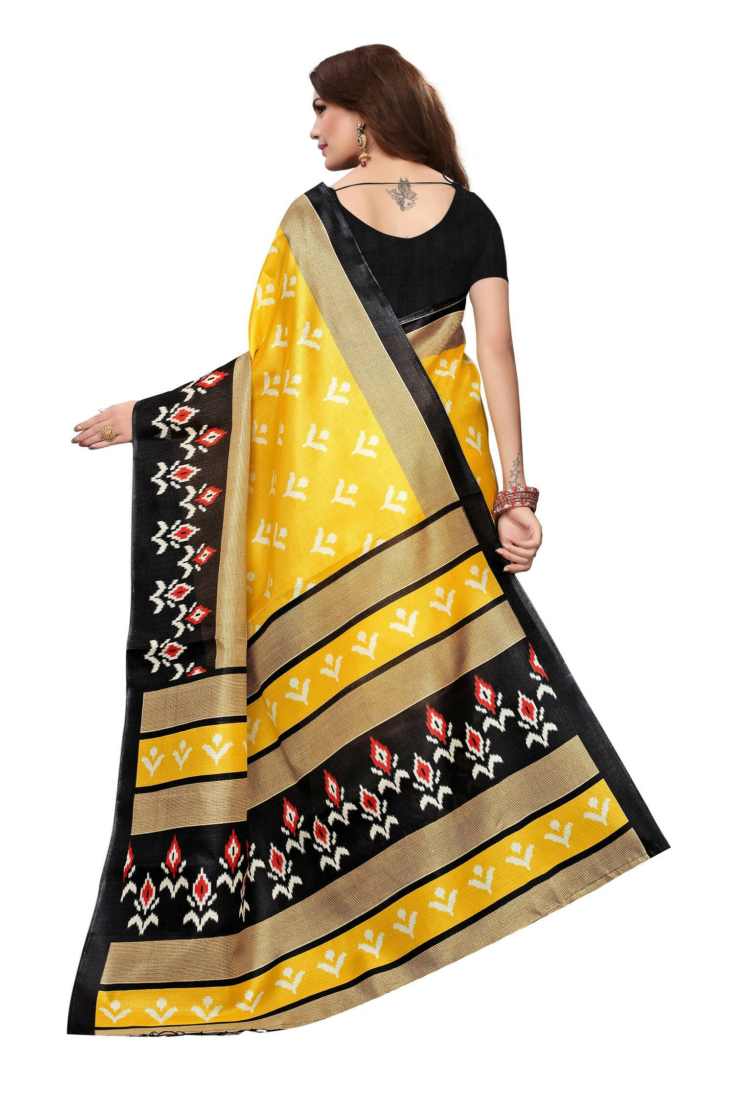 Vamika Kalamkari With Jhalar Khadi Silk Saree In Yellow Color | Grab2Buy