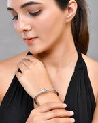 VOJ Silver Plated AD Crystals Studed Bracelet